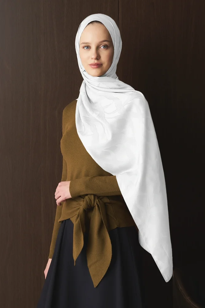 Naiya Jakar Şal Wave Desen - Beyaz - 2