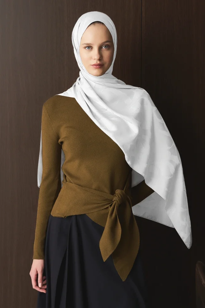 Naiya Jakar Şal Wave Desen - Beyaz - 3