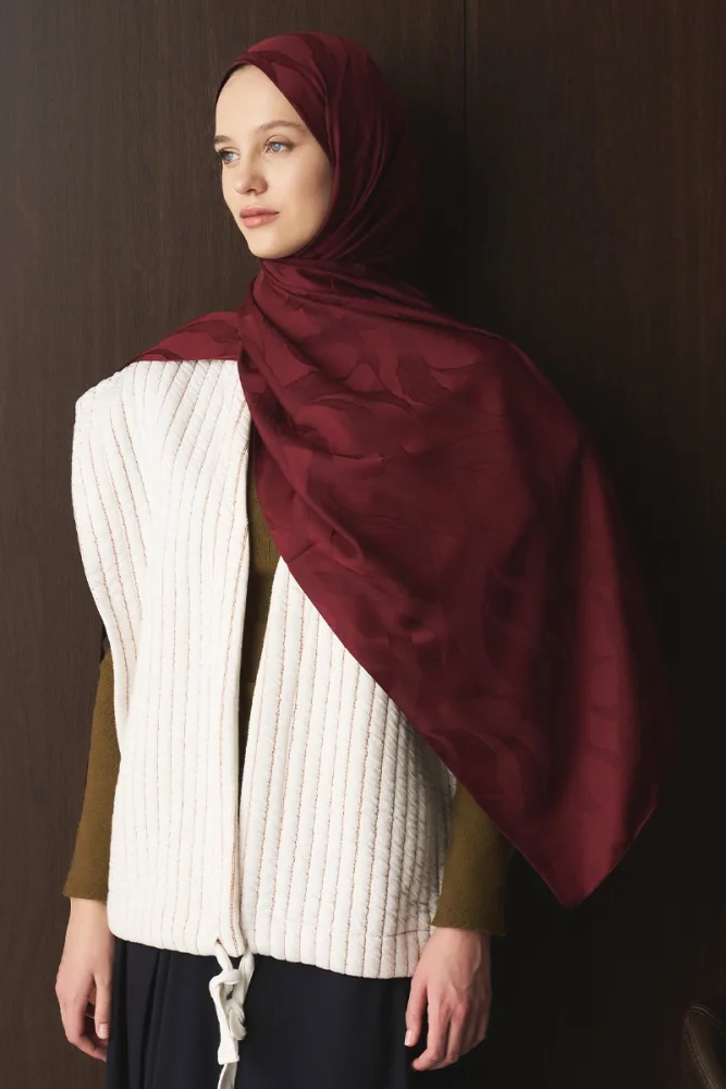 Naiya Jakar Şal Wave Desen - Bordo - 2