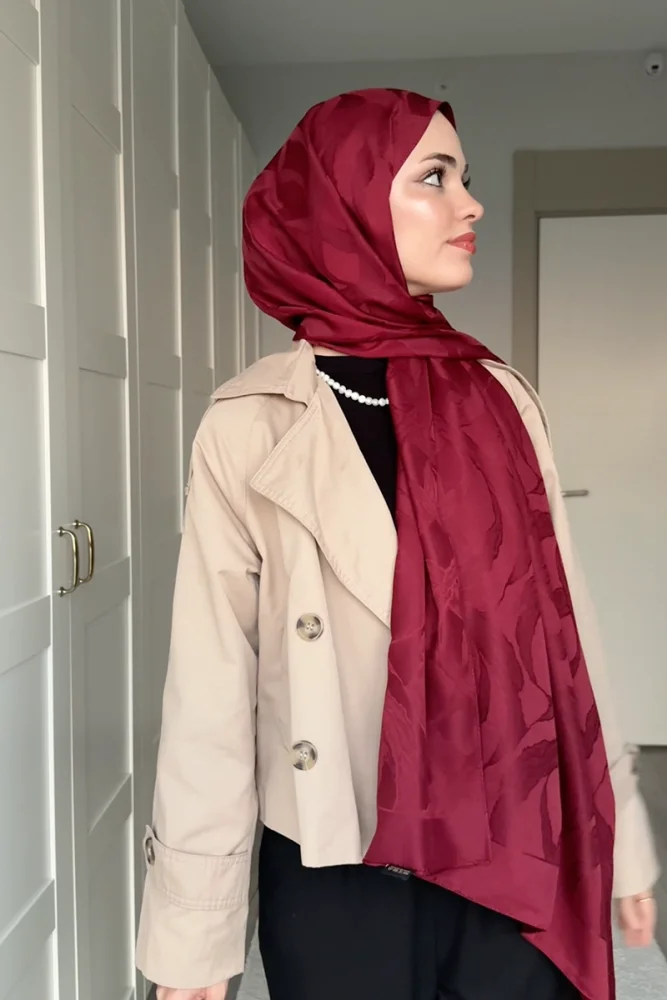 Naiya Jakar Şal Wave Desen - Bordo - 1