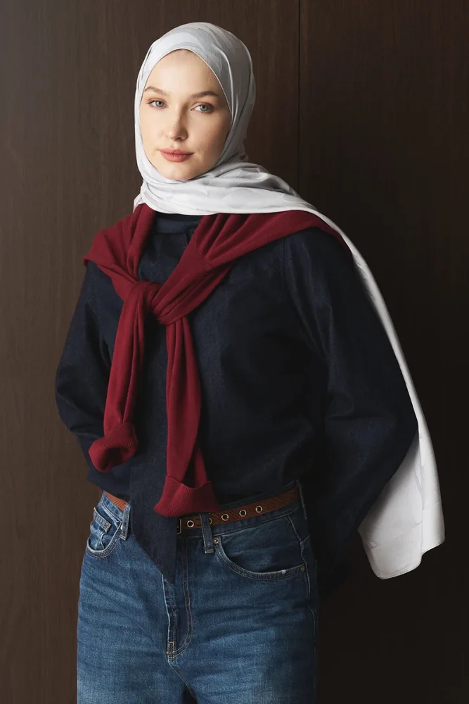 Naiya Jakar Şal Wave Desen - Gümüş - 2