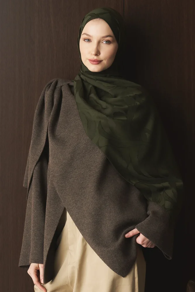 Naiya Jakar Şal Wave Desen - Haki - 1