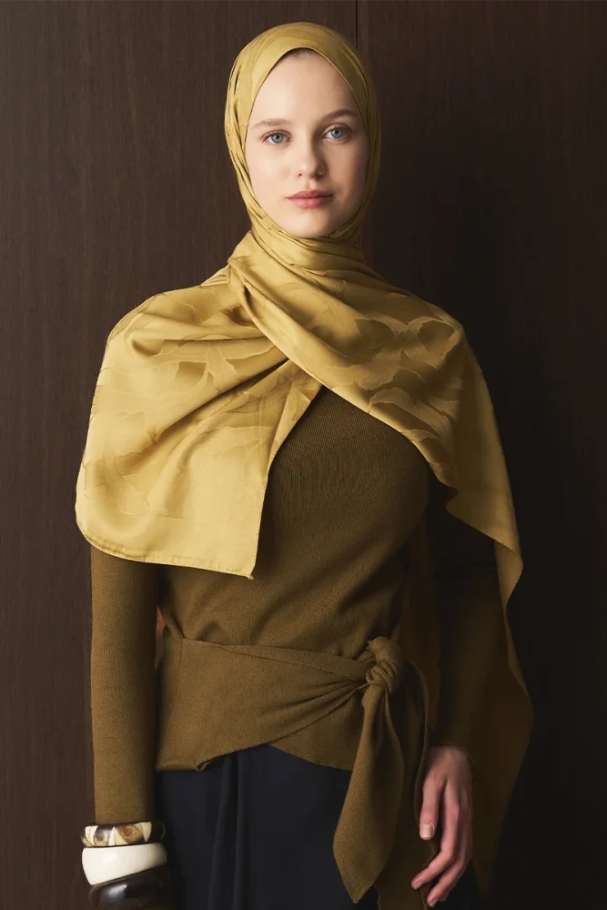 Naiya Jakar Şal Wave Desen - Hardal - 2