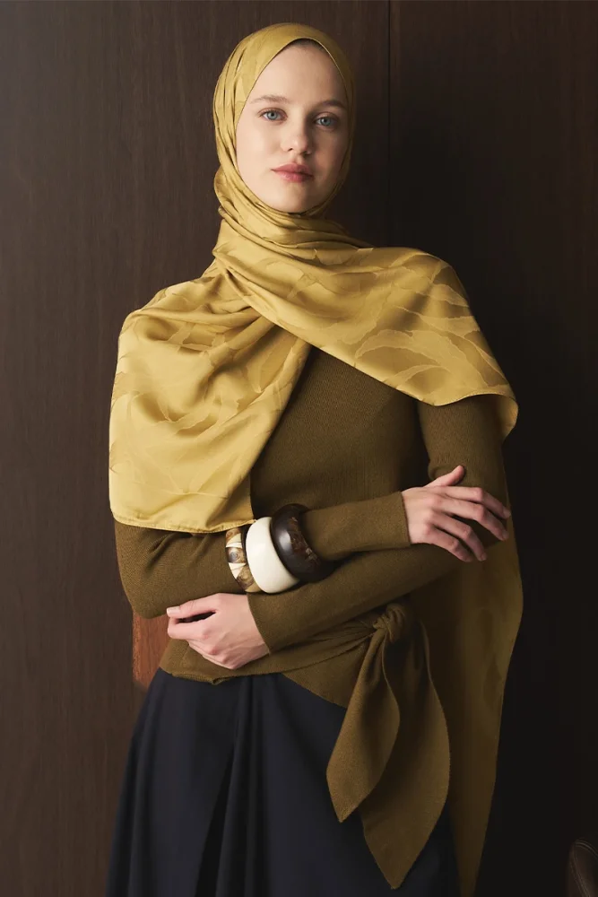 Naiya Jakar Şal Wave Desen - Hardal - 3