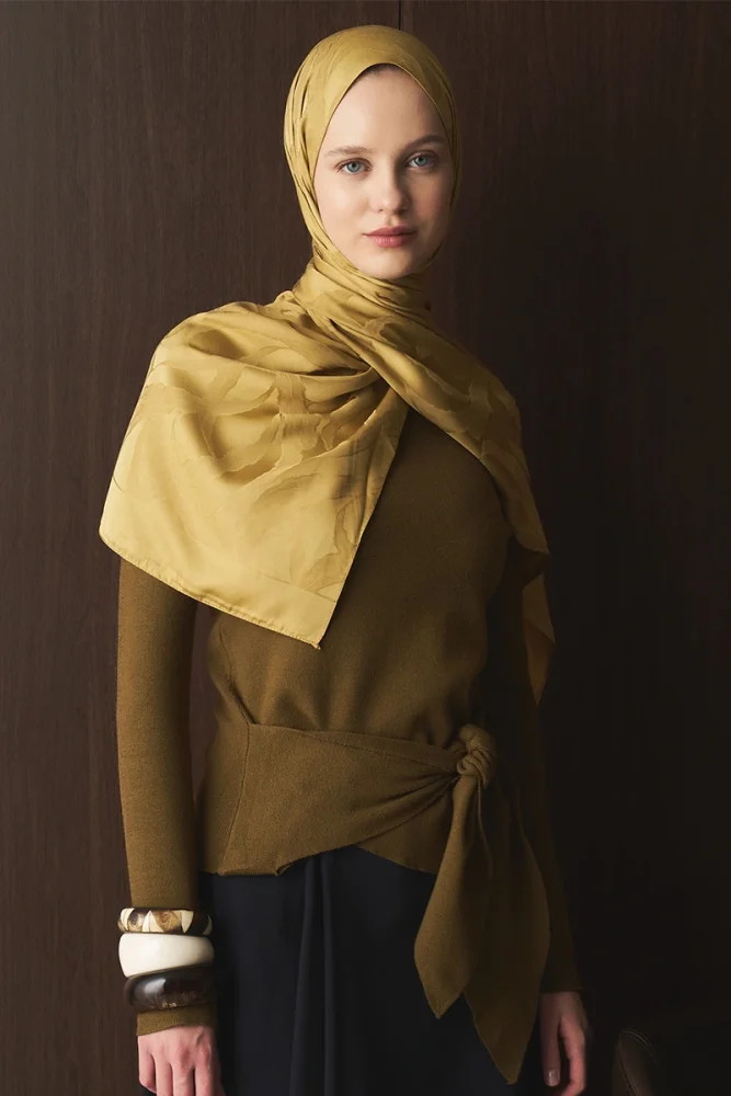 Naiya Jakar Şal Wave Desen - Hardal - 4