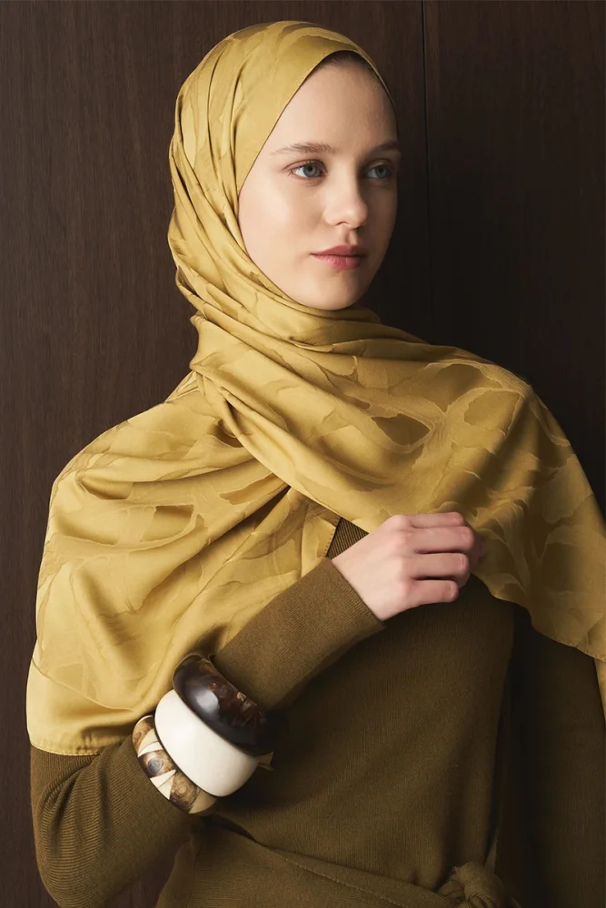 Naiya Jakar Şal Wave Desen - Hardal - 5