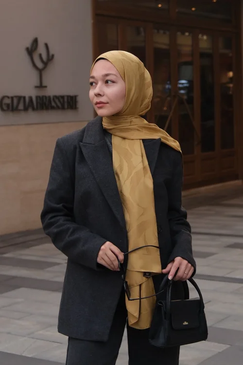 Naiya Jakar Şal Wave Desen - Hardal 