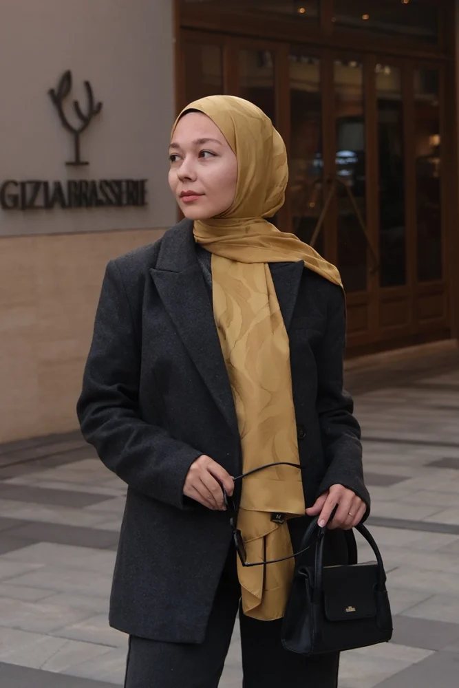 Naiya Jakar Şal Wave Desen - Hardal - 1