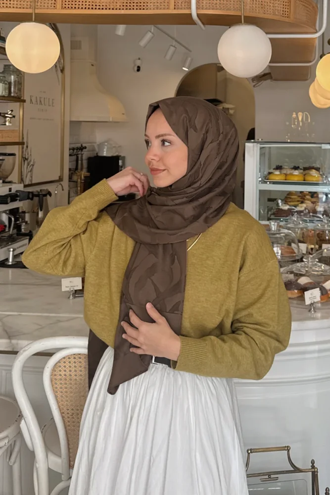 Naiya Jakar Şal Wave Desen - Kahverengi - 2