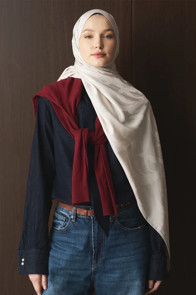 Naiya Jakar Şal Wave Desen - Kırık Beyaz - 1