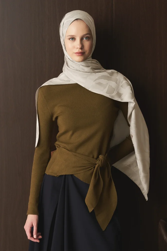 Naiya Jakar Şal Wave Desen - Krem - 1