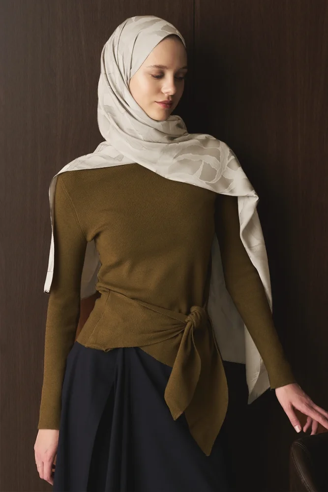 Naiya Jakar Şal Wave Desen - Krem - 2