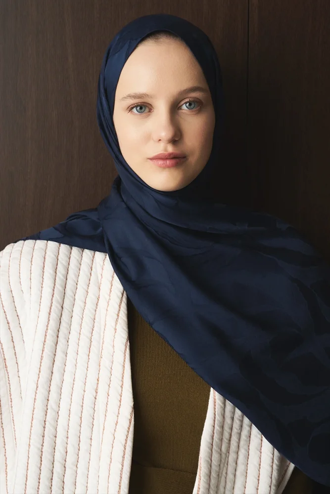 Naiya Jakar Şal Wave Desen - Lacivert - 1
