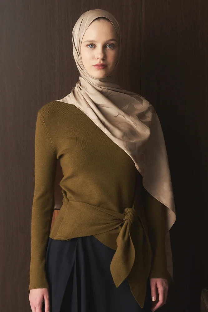 Naiya Jakar Şal Wave Desen - Latte - 1