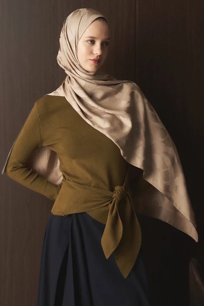 Naiya Jakar Şal Wave Desen - Latte - 3