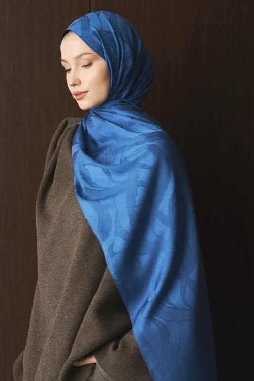 Naiya Jakar Şal Wave Desen - Mavi 