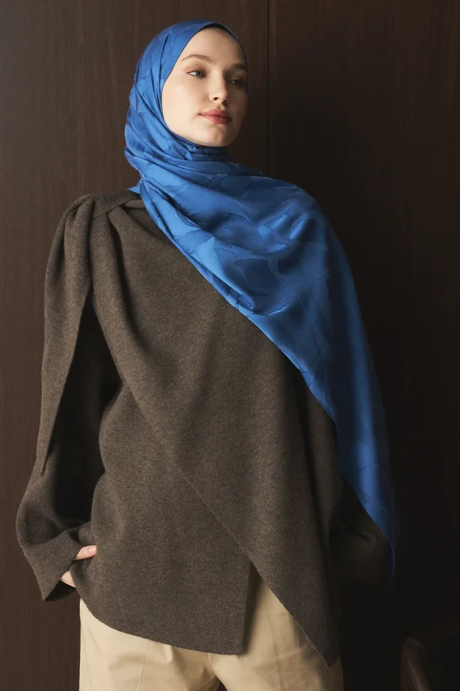 Naiya Jakar Şal Wave Desen - Mavi - 2