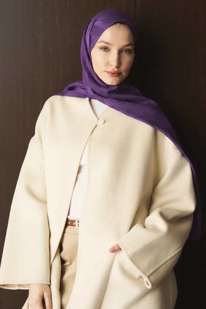 Naiya Jakar Şal Wave Desen - Mor - 1