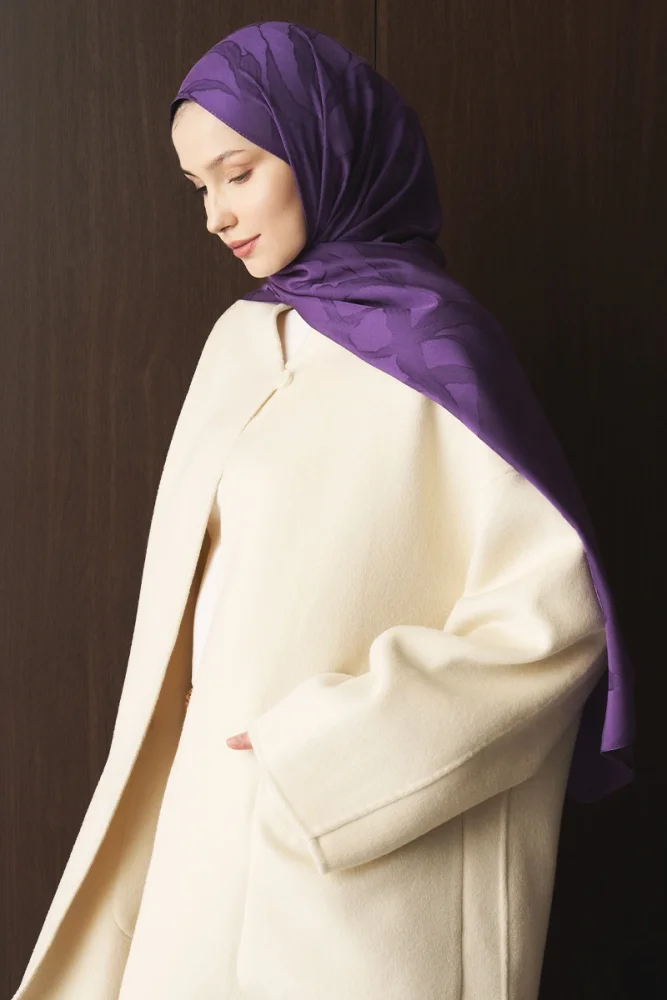 Naiya Jakar Şal Wave Desen - Mor - 2