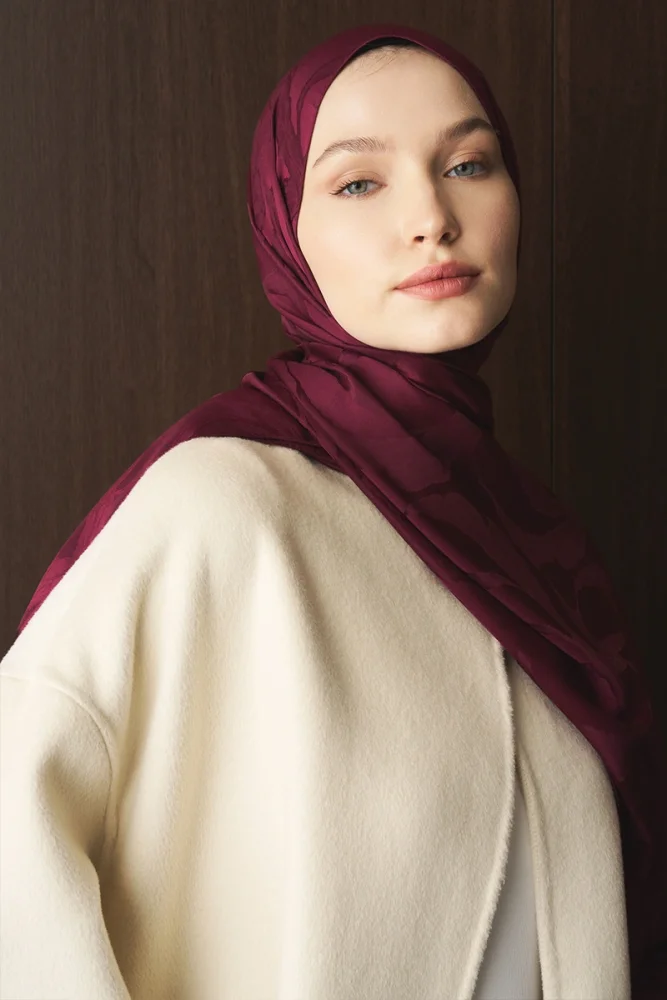 Naiya Jakar Şal Wave Desen - Mürdüm - 4