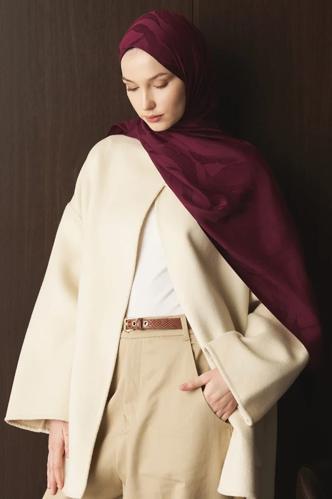 Naiya Jakar Şal Wave Desen - Mürdüm - 5