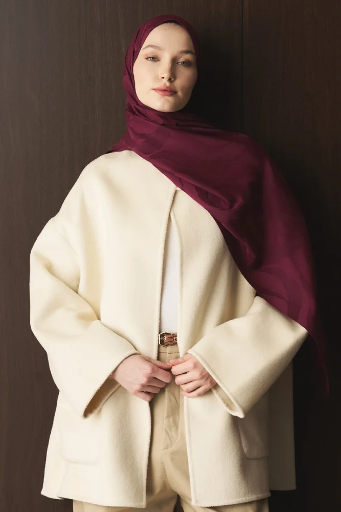 Naiya Jakar Şal Wave Desen - Mürdüm - 1