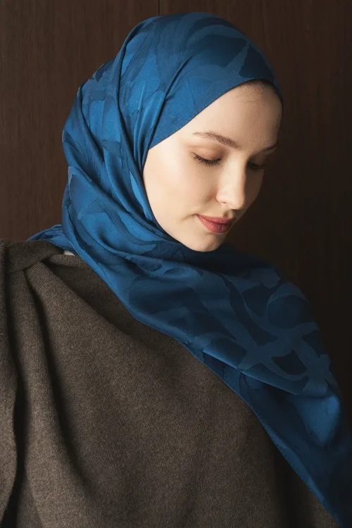 Naiya Jakar Şal Wave Desen - Petrol 