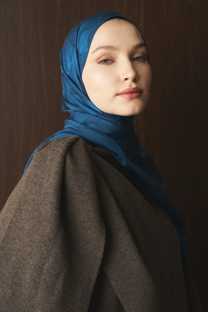 Naiya Jakar Şal Wave Desen - Petrol - 4