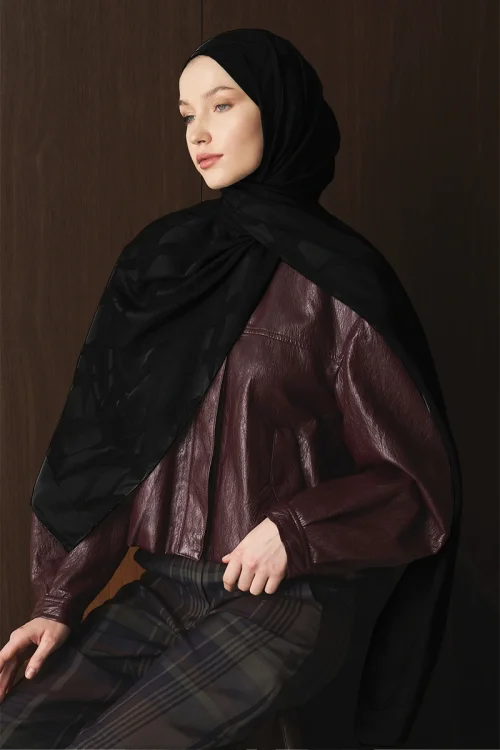 Naiya Jakar Şal Wave Desen - Siyah 