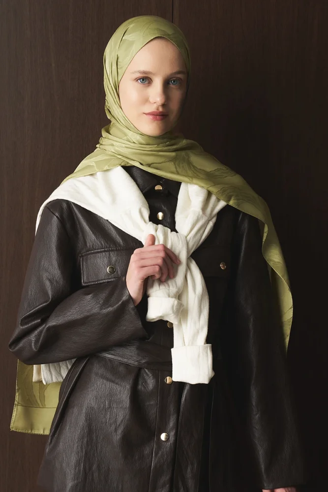 Naiya Jakar Şal Wave Desen - Yağ Yeşili - 5