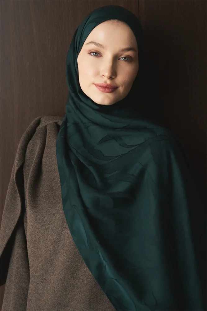 Naiya Jakar Şal Wave Desen - Zümrüt Yeşili - 3