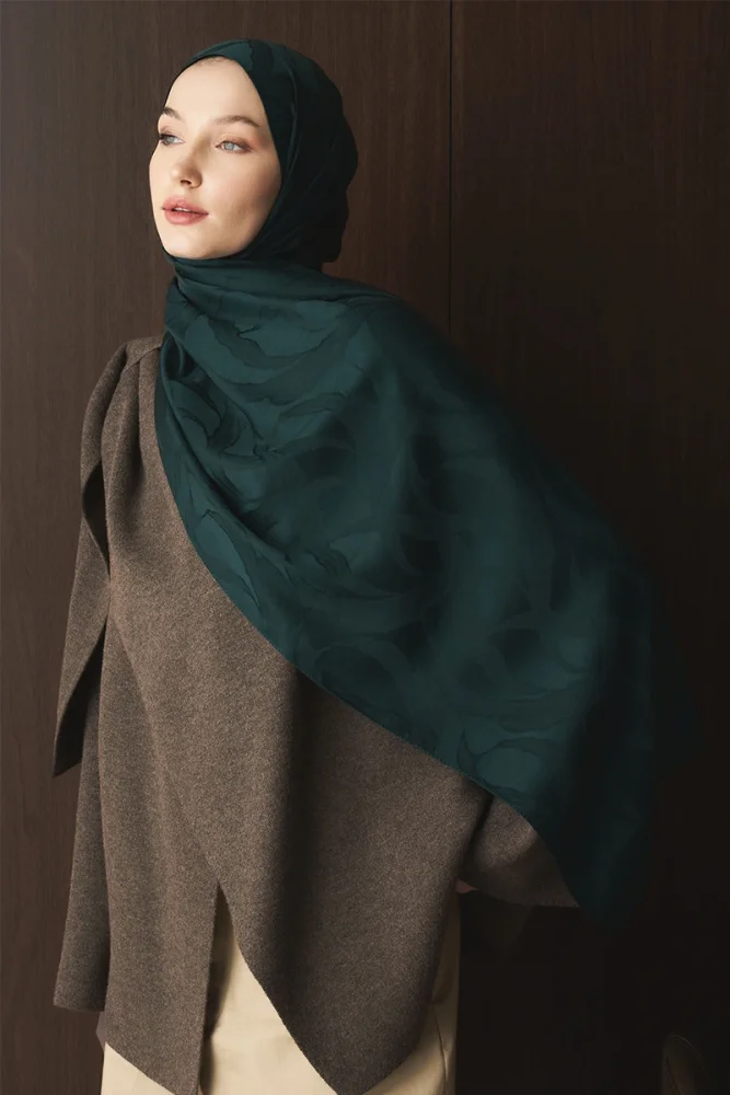 Naiya Jakar Şal Wave Desen - Zümrüt Yeşili - 4