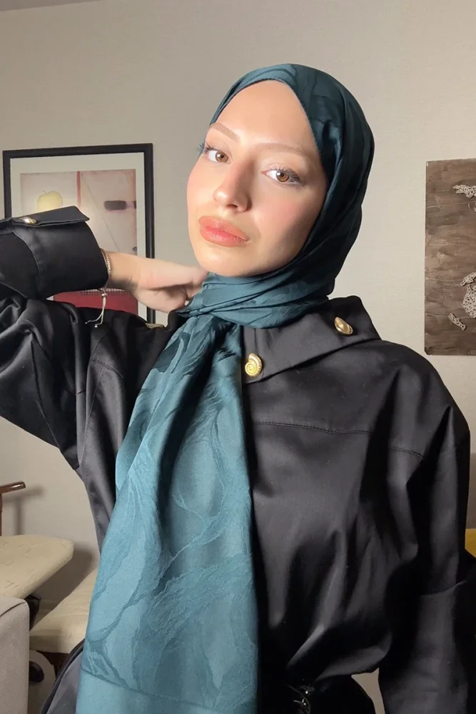 Naiya Jakar Şal Wave Desen - Zümrüt Yeşili - 2