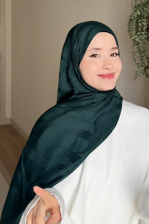 Naiya Jakar Şal Wave Desen - Zümrüt Yeşili 