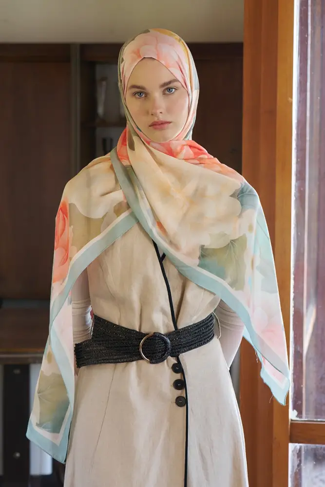 Passionate Floret Desen Şal - Mint - 1