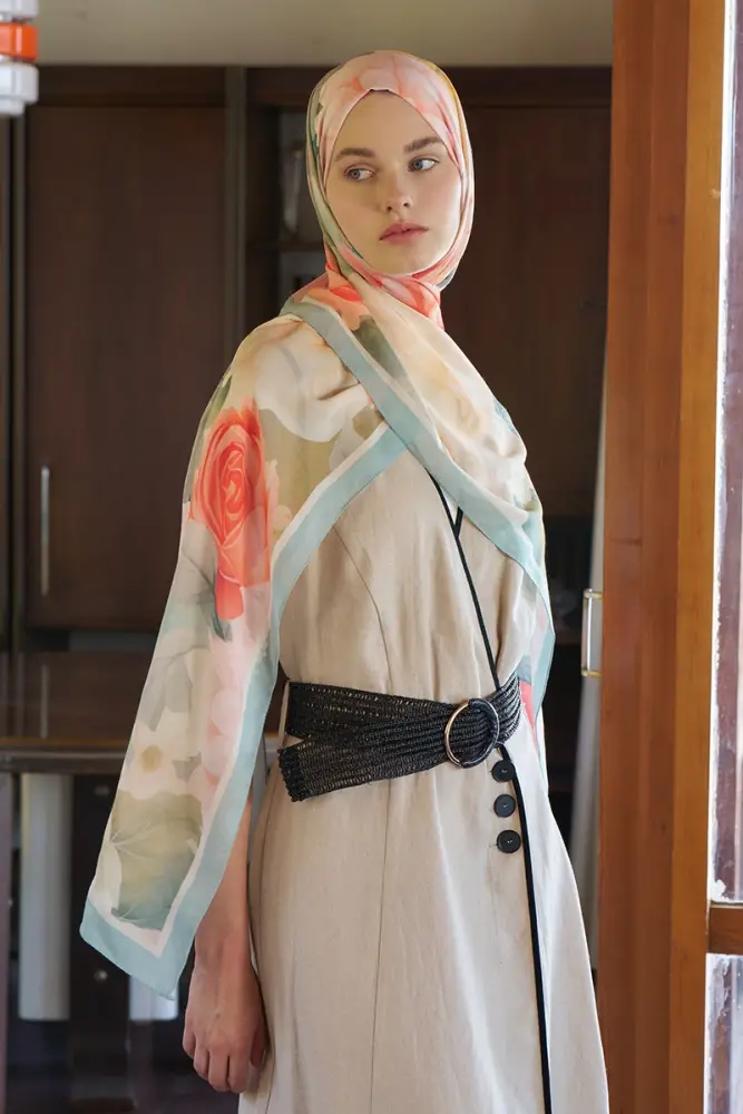 Passionate Floret Desen Şal - Mint - 2