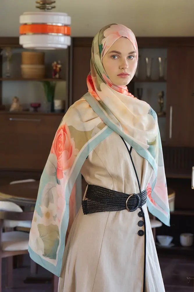 Passionate Floret Desen Şal - Mint - 3