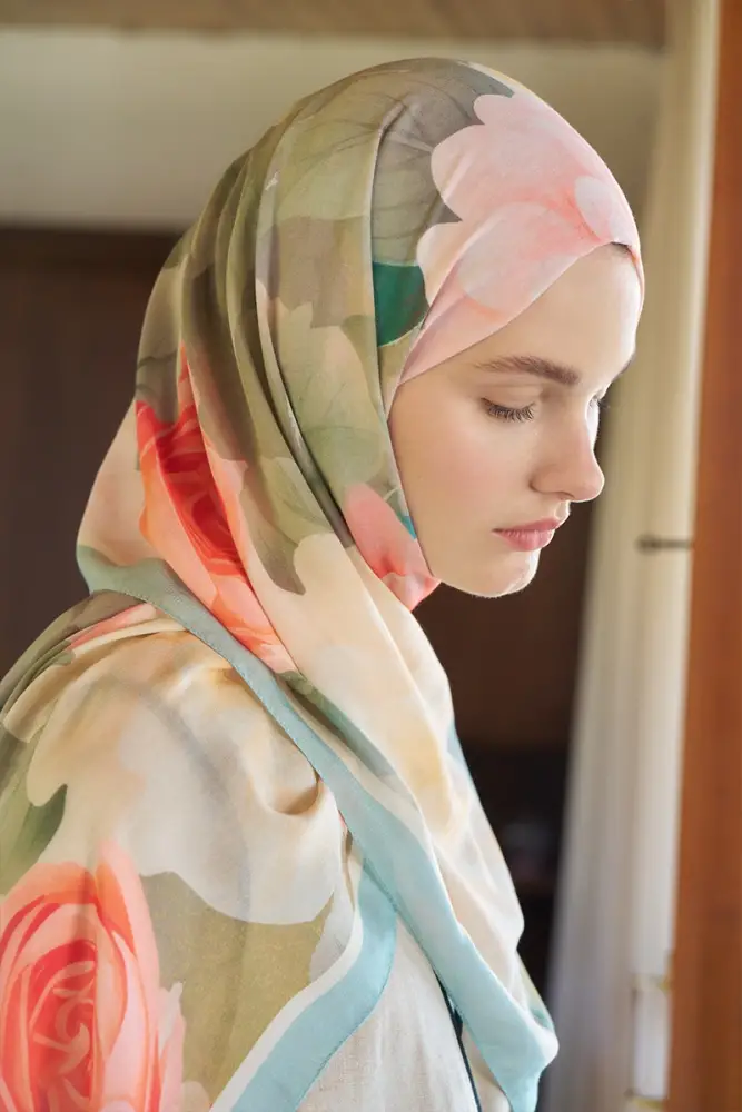 Passionate Floret Desen Şal - Mint - 4