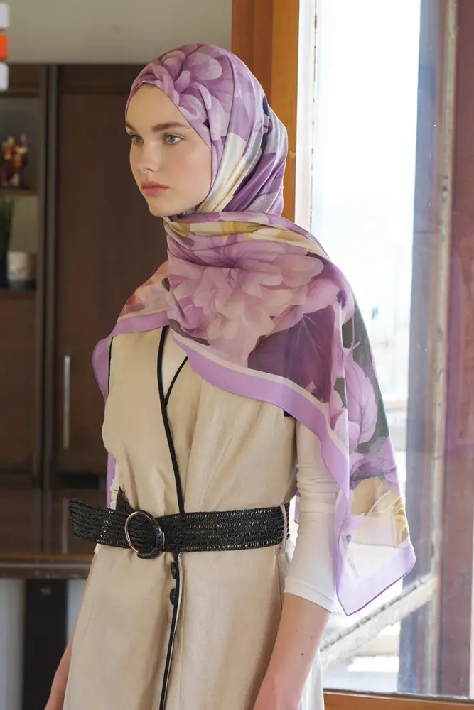 Passionate Floret Desen Şal - Mor - 4