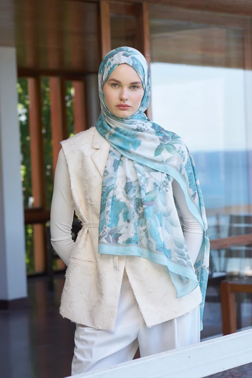 Passionate Lush Desen Şal - Açık Mavi 