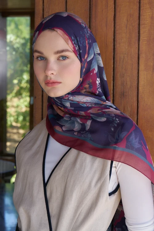Passionate Lush Desen Şal - Bordo 