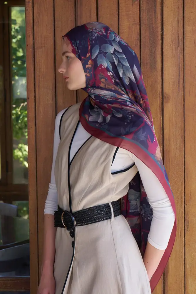 Passionate Lush Desen Şal - Bordo - 2