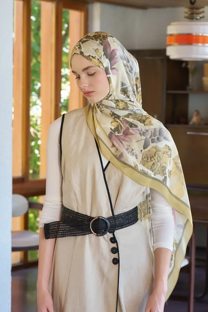 Passionate Lush Desen Şal - Sarı - 3