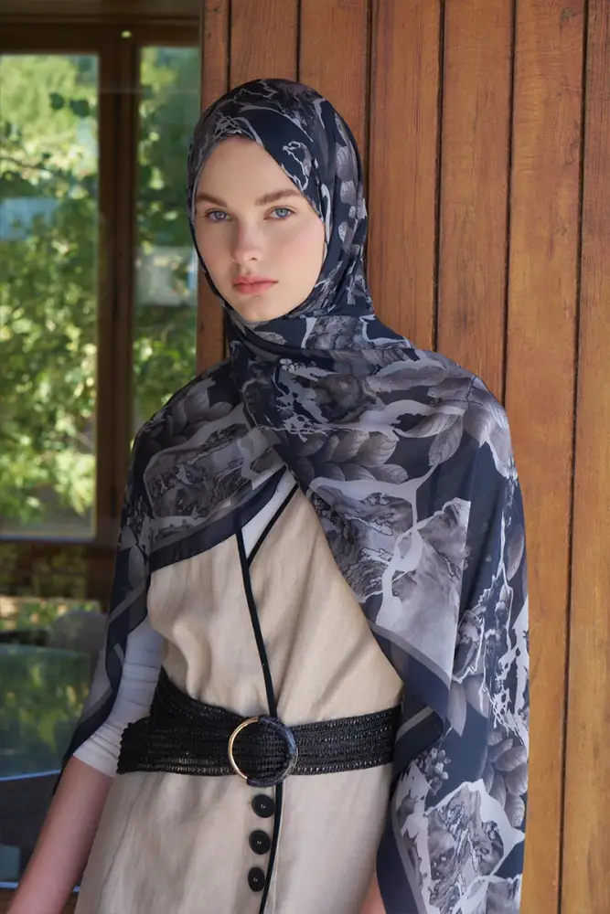 Passionate Lush Desen Şal - Siyah - 1