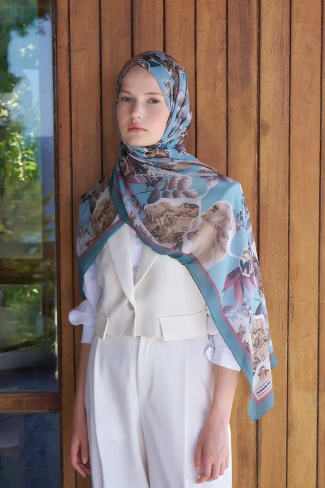 Passionate Lush Desen Şal - Turkuaz - 1