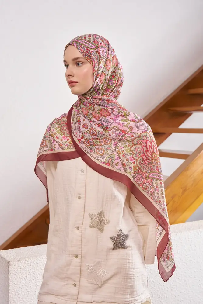 Passionate Marissa Desen Şal - Bordo - 2