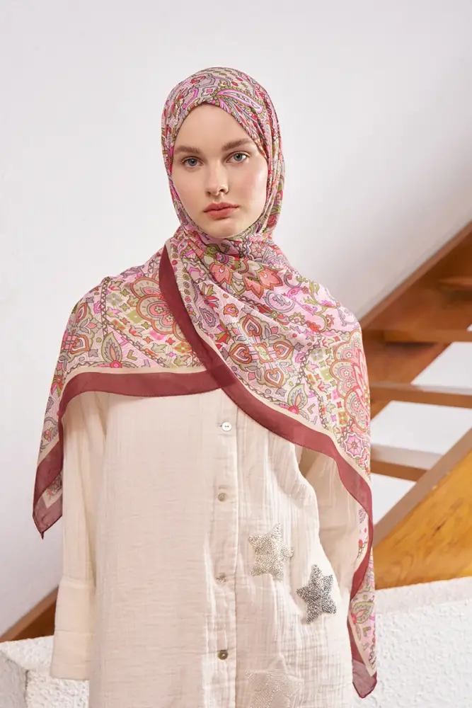 Passionate Marissa Desen Şal - Bordo - 3