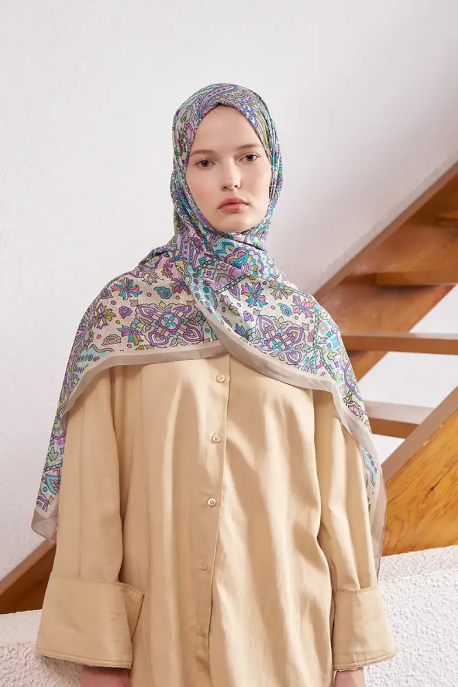 Passionate Marissa Desen Şal - Gri - 1