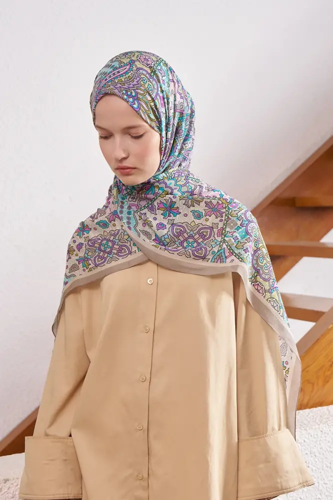 Passionate Marissa Desen Şal - Gri - 4