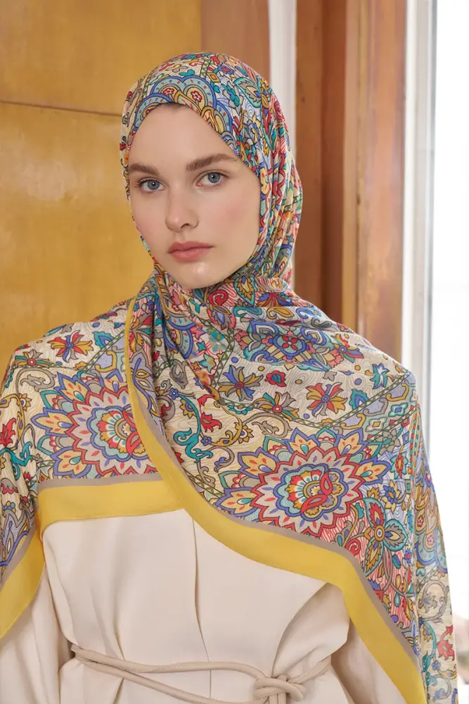 Passionate Marissa Desen Şal - Sarı - 1